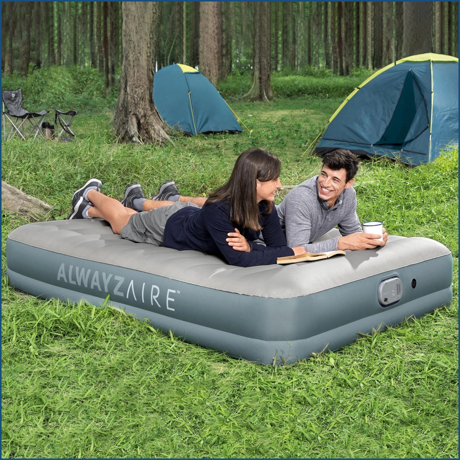 Bestway Luftbett AlwayzAire 2 Personen mit Akku Doppelpumpe 203 x 152 x 36 cm