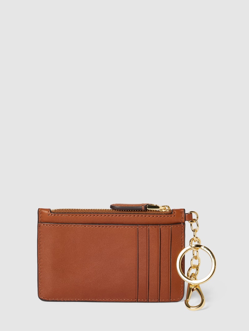 Kartenetui mit Label-Applikation Modell 'ZIP' in cognac