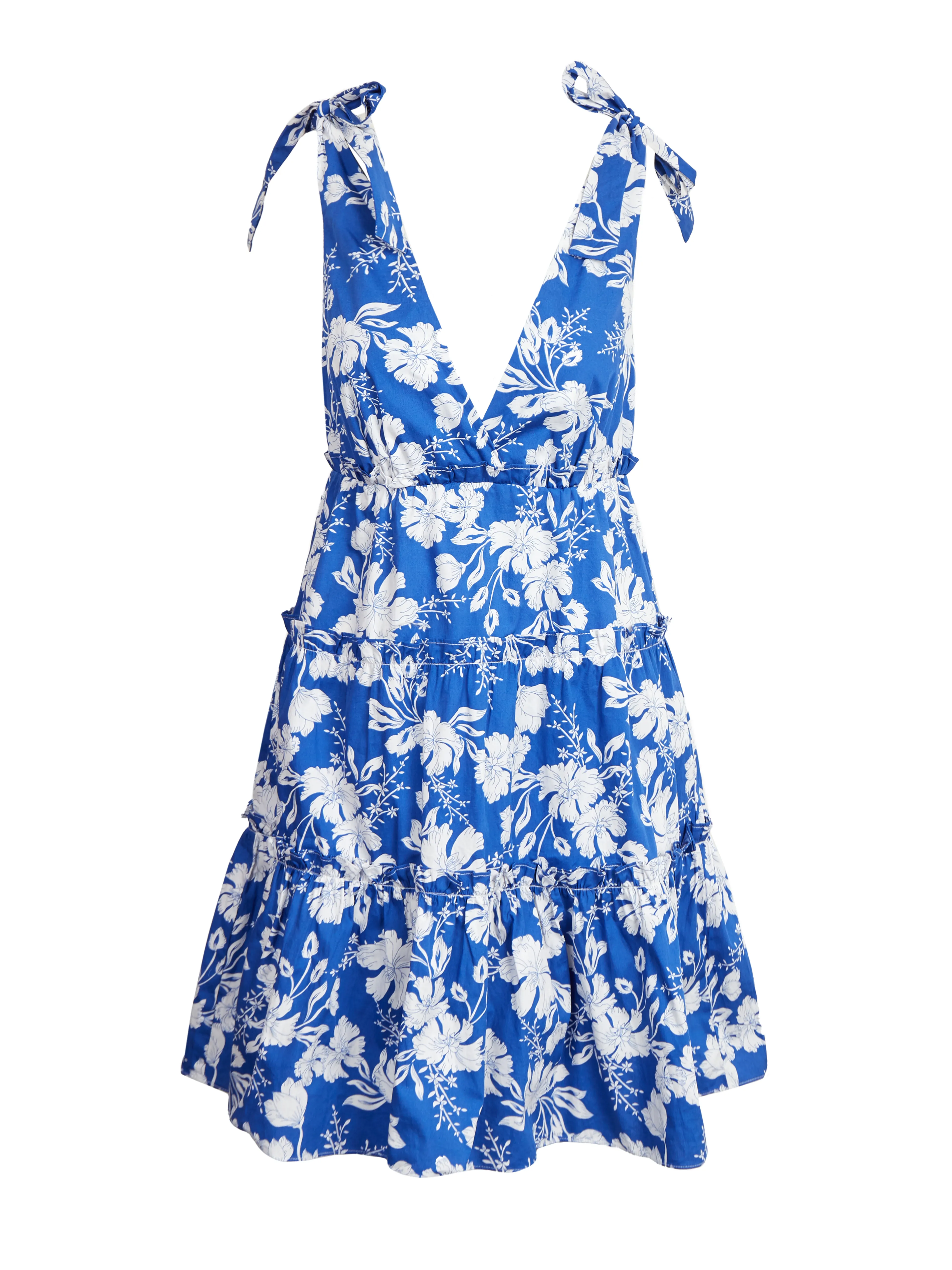 Blaues geblümtes Kleid ORSAY