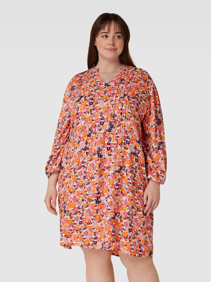 PLUS SIZE Knielanges Tunikakleid aus Viskose Modell 'Merla' in pink