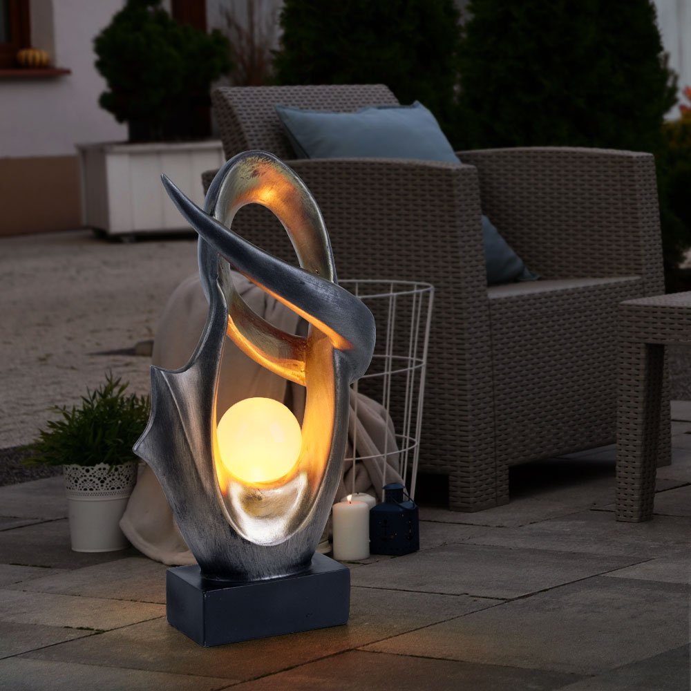 etc-shop Gartenleuchte, LED-Leuchtmittel fest verbaut, LED Solar Deko Außen Lampe Feuer Effekt Garten Terrassen