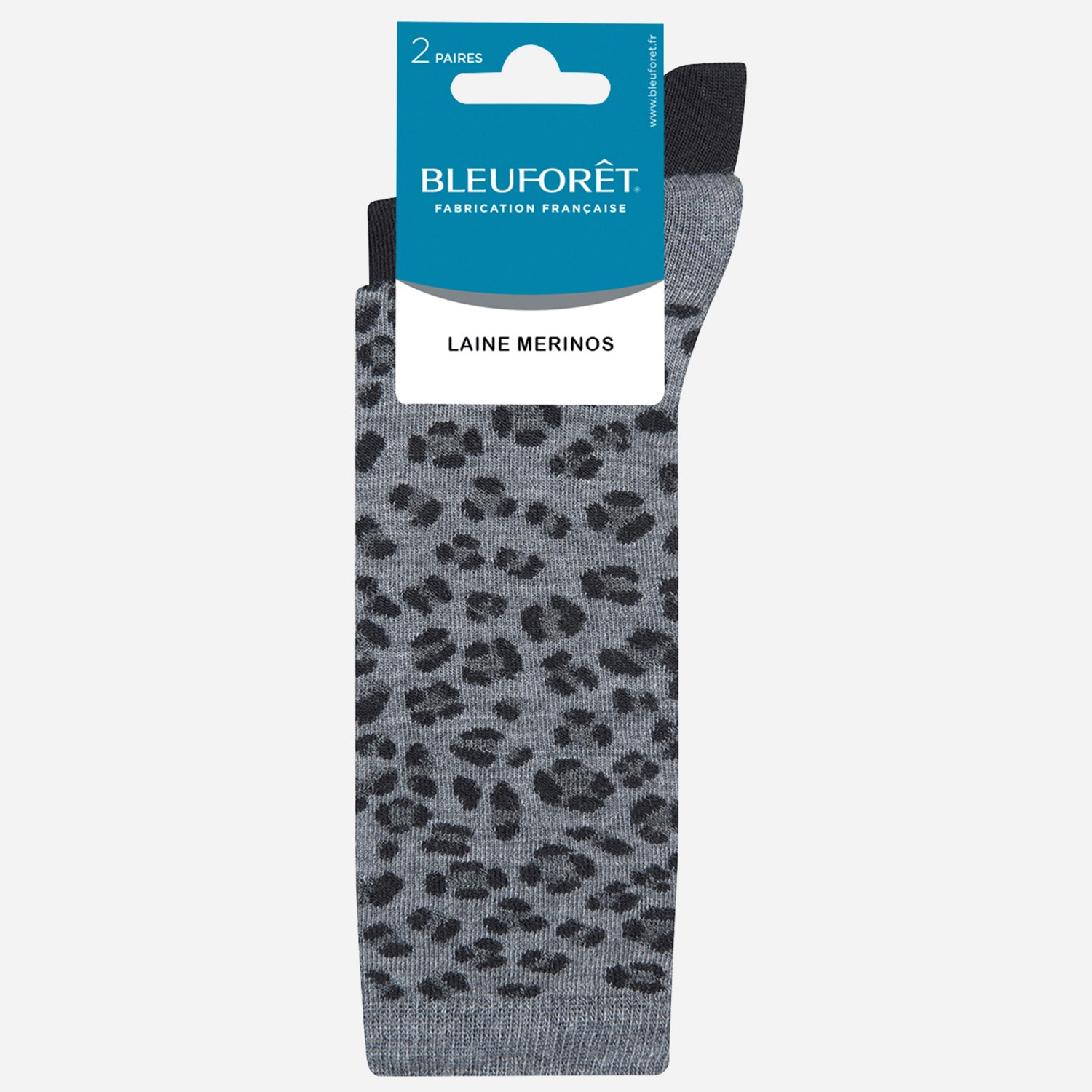 2 paires de chaussettes BLEUFORET grises léopard - 37-41