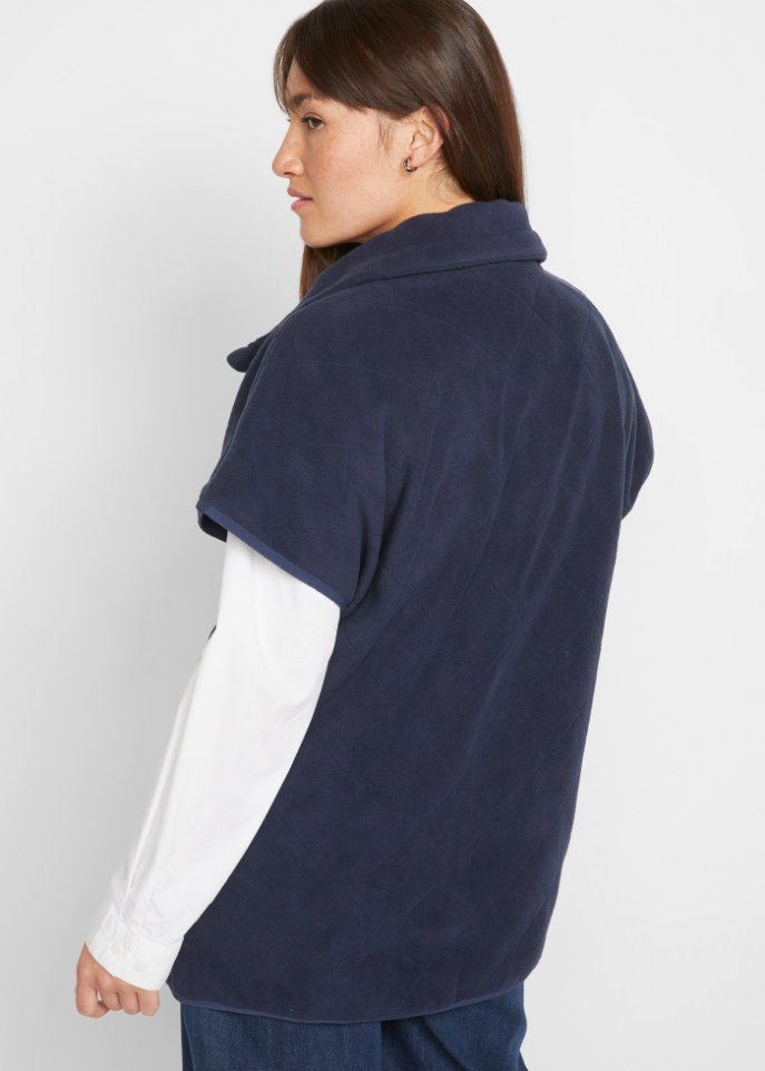 Fleece Weste mit Rautensteppung aus recyceltem Polyester