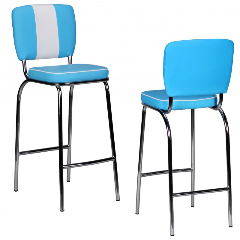 Wohnling Barstuhl American Diner 50er Jahre Retro Blau Weiß