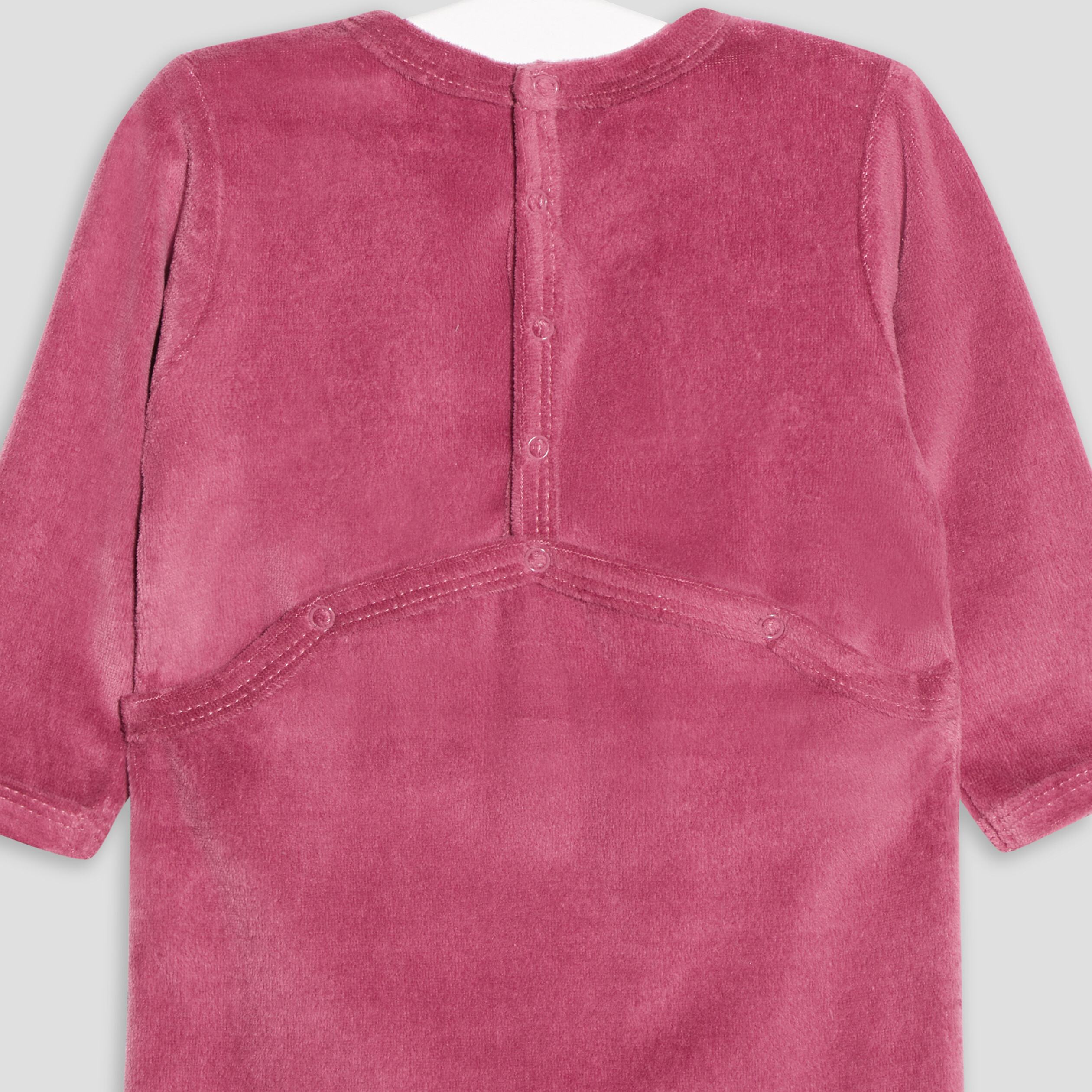 Dors-bien velours manches longues prune bébé fille | La Halle