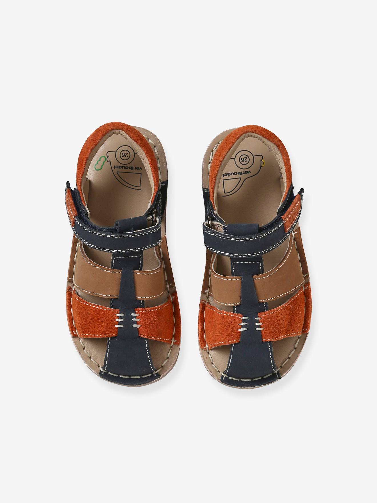 Sandales scratchées cuir enfant collection maternelle beige
