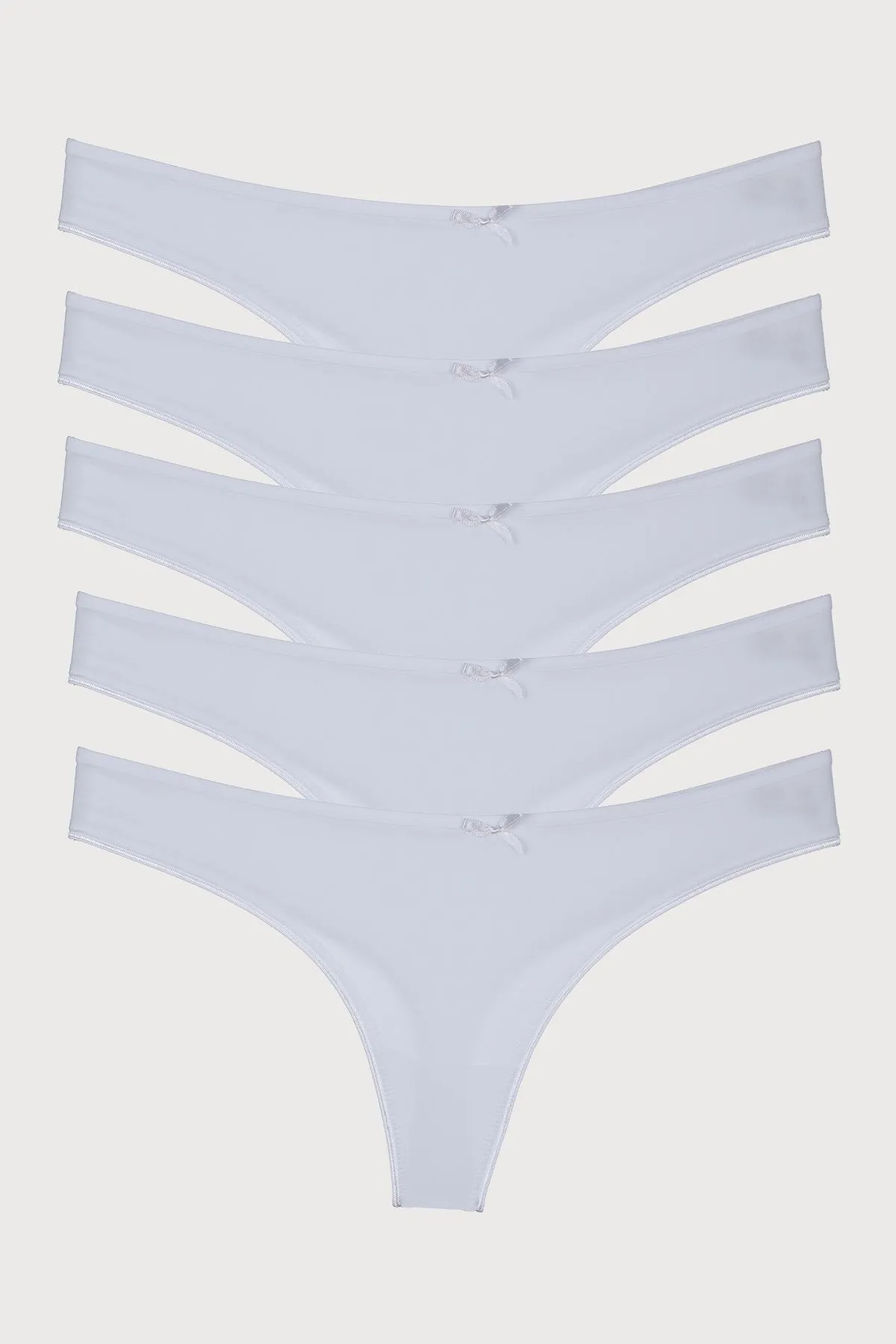 Nicoletta  Damen-Tangas, 5er-Pack, Weiß