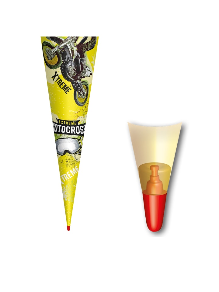 ROTH Schultüte groß Extreme Motocross 70 cm, Glanzfolie in Gelb günstig kaufen onesize