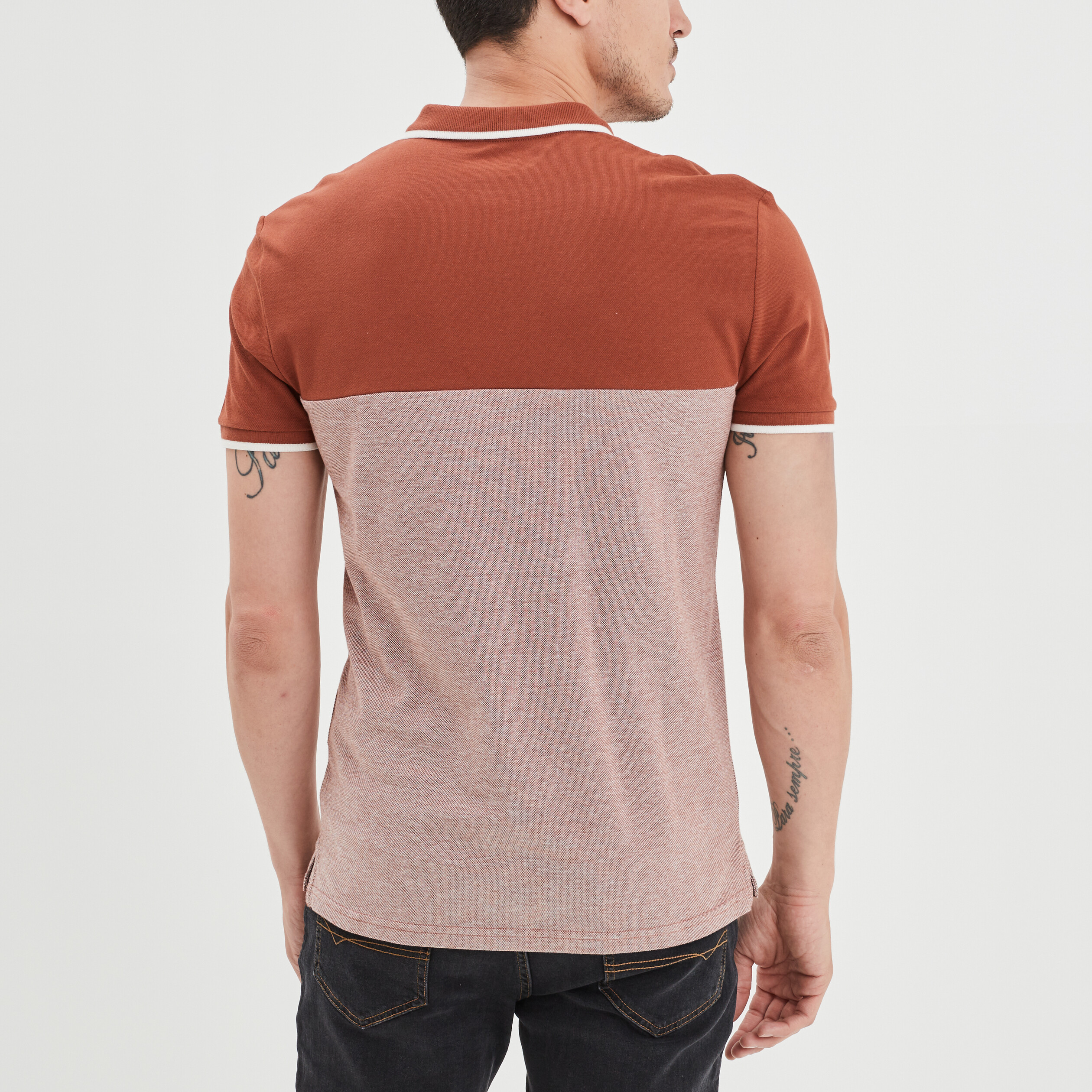 Polo manches courtes coton Creeks marron foncé homme | La Halle