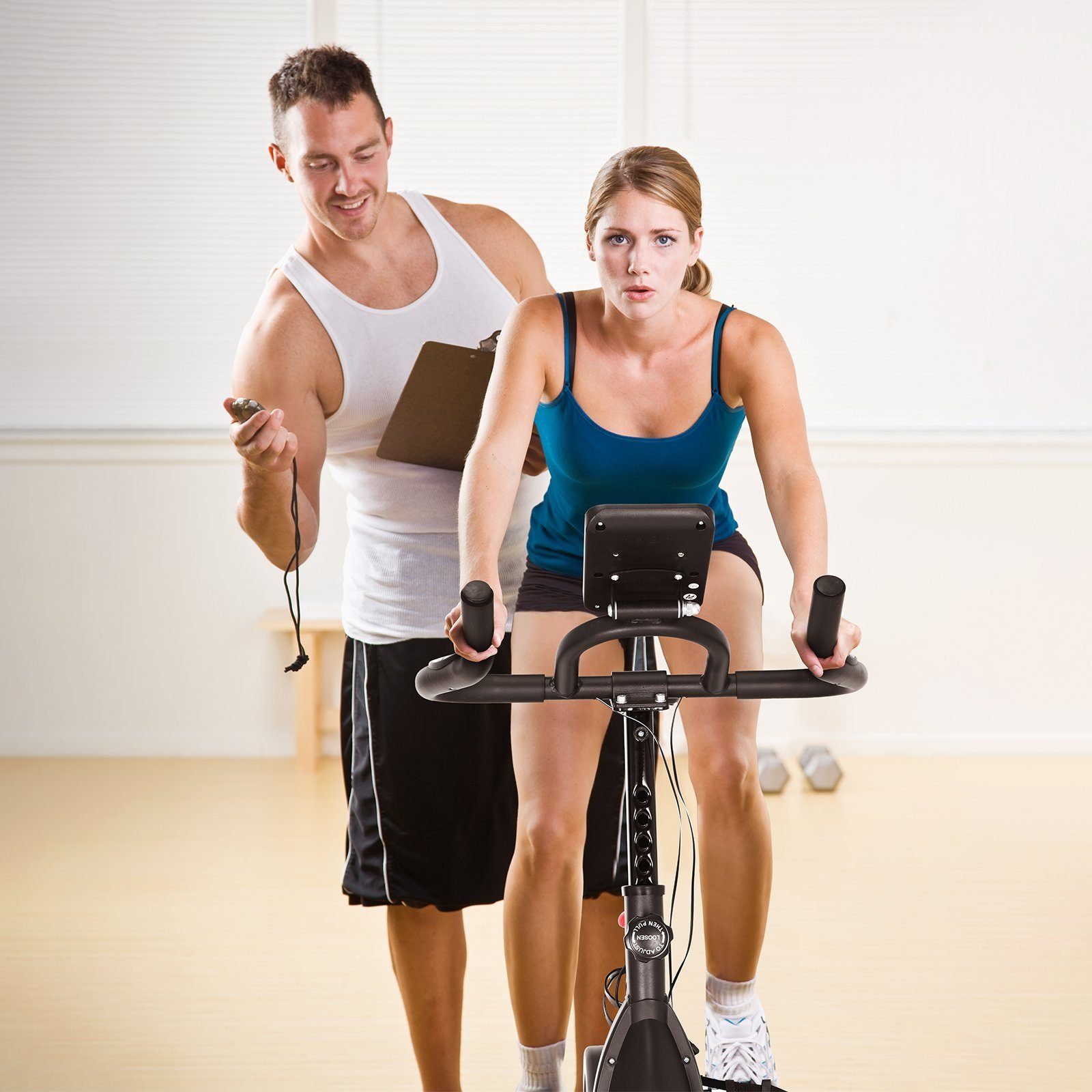 MVPower Heimtrainer Heimtrainer Fahrrad Max. Belastung 150kg (LCD-Display & Pulsmessung, mit 10 kg Schwungrad), mit Stufenlose Widerstandseinstellung