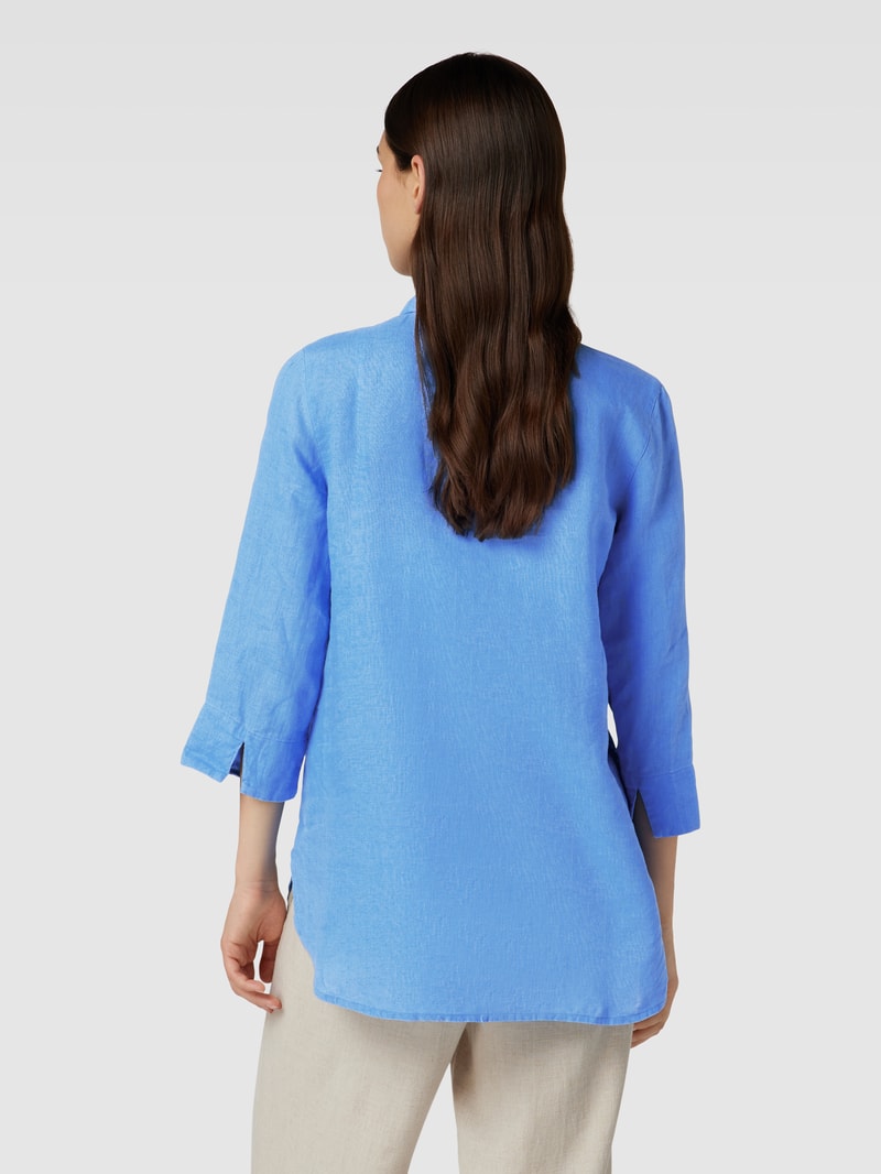 Leinenbluse mit Knopfleiste in jeans