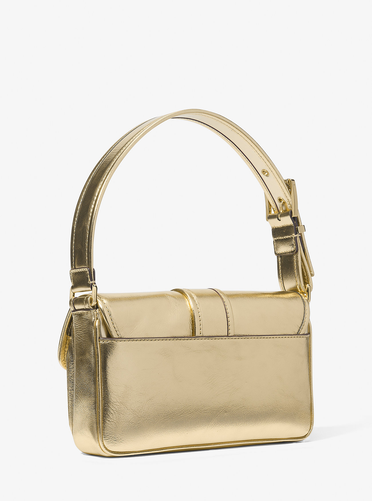 Colby Medium Metallic Leather Shoulder Bag - PALE GOLD