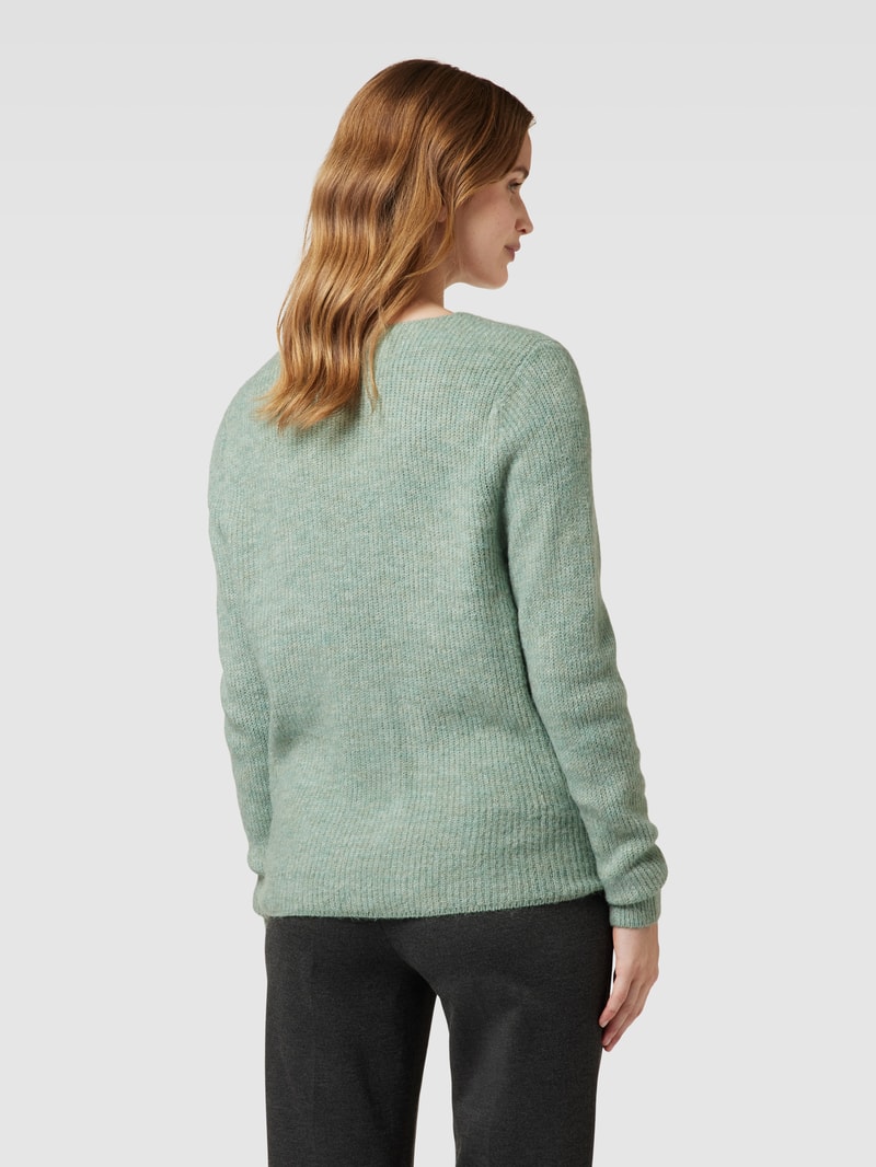 Strickpullover mit U-Boot-Ausschnitt in metallic türkis meliert