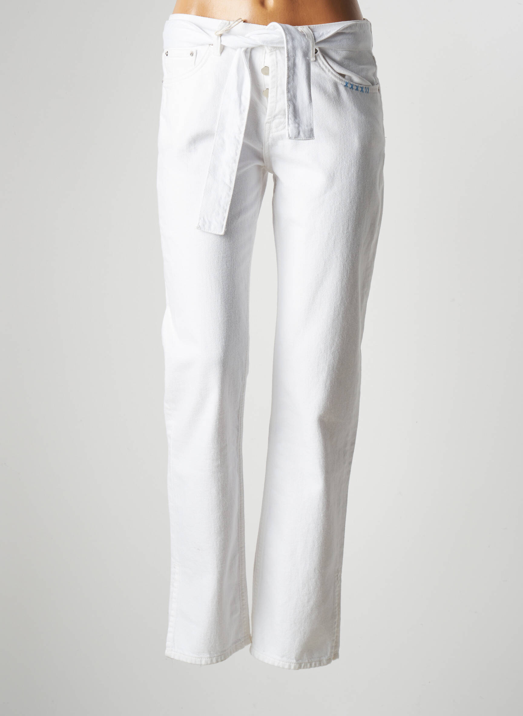 Bsb Jeans Coupe Droite Femme couleur blanc