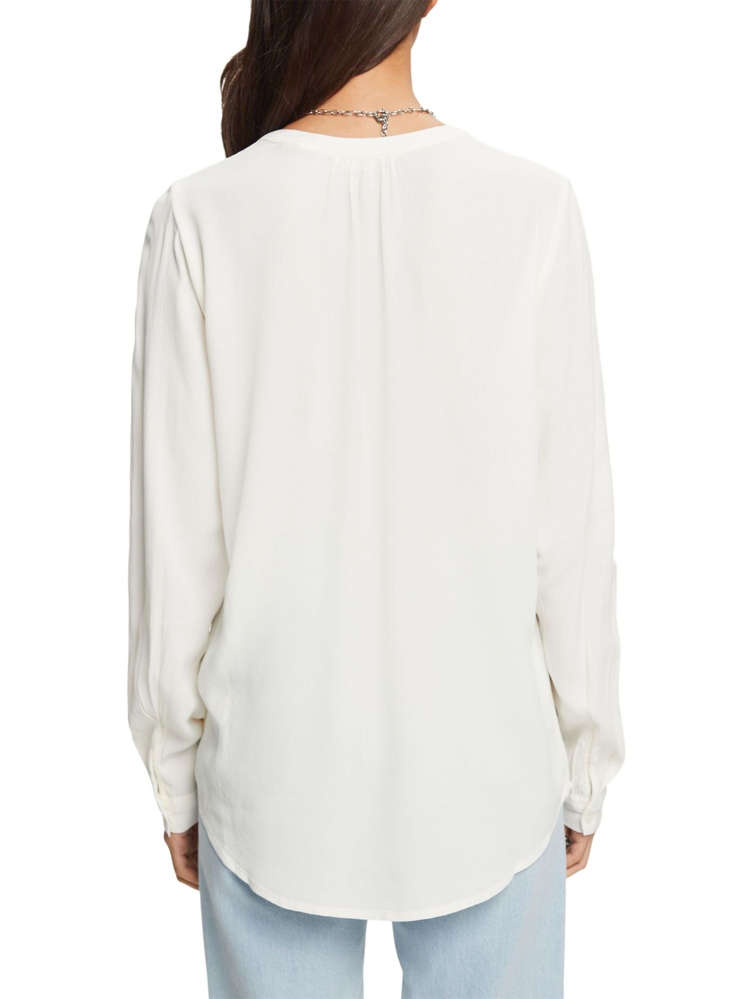 Esprit Langarmbluse Basic-Bluse mit V-Ausschnitt