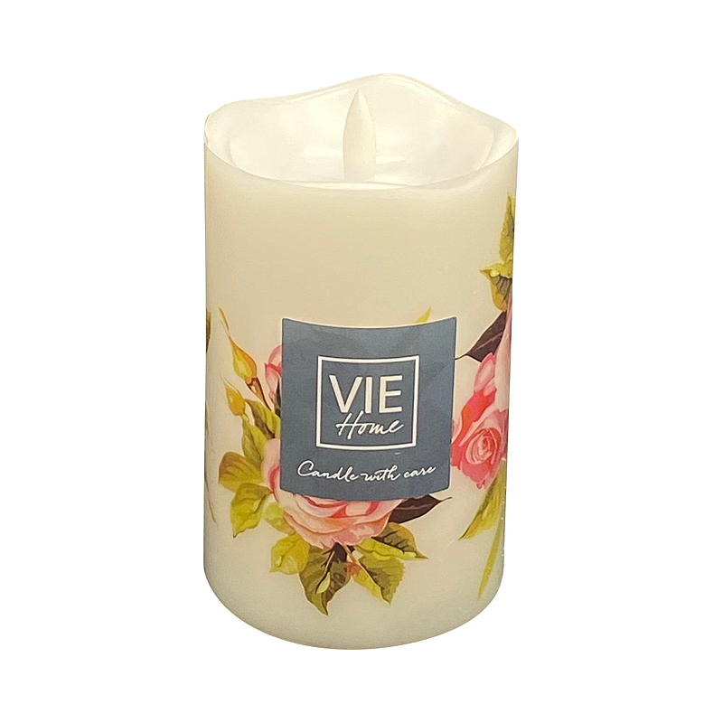 Vie Home Kubbelys 12,5 cm m/print LED timer Rose