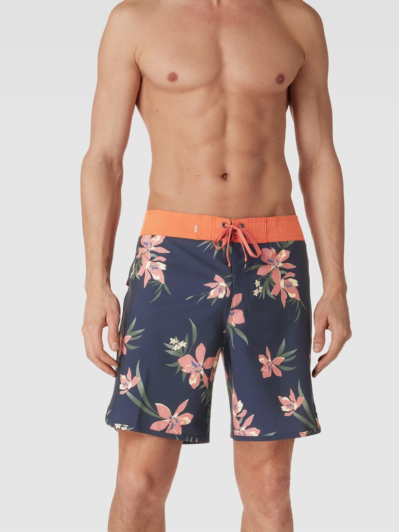 Badehose mit Allover-Muster in schwarz