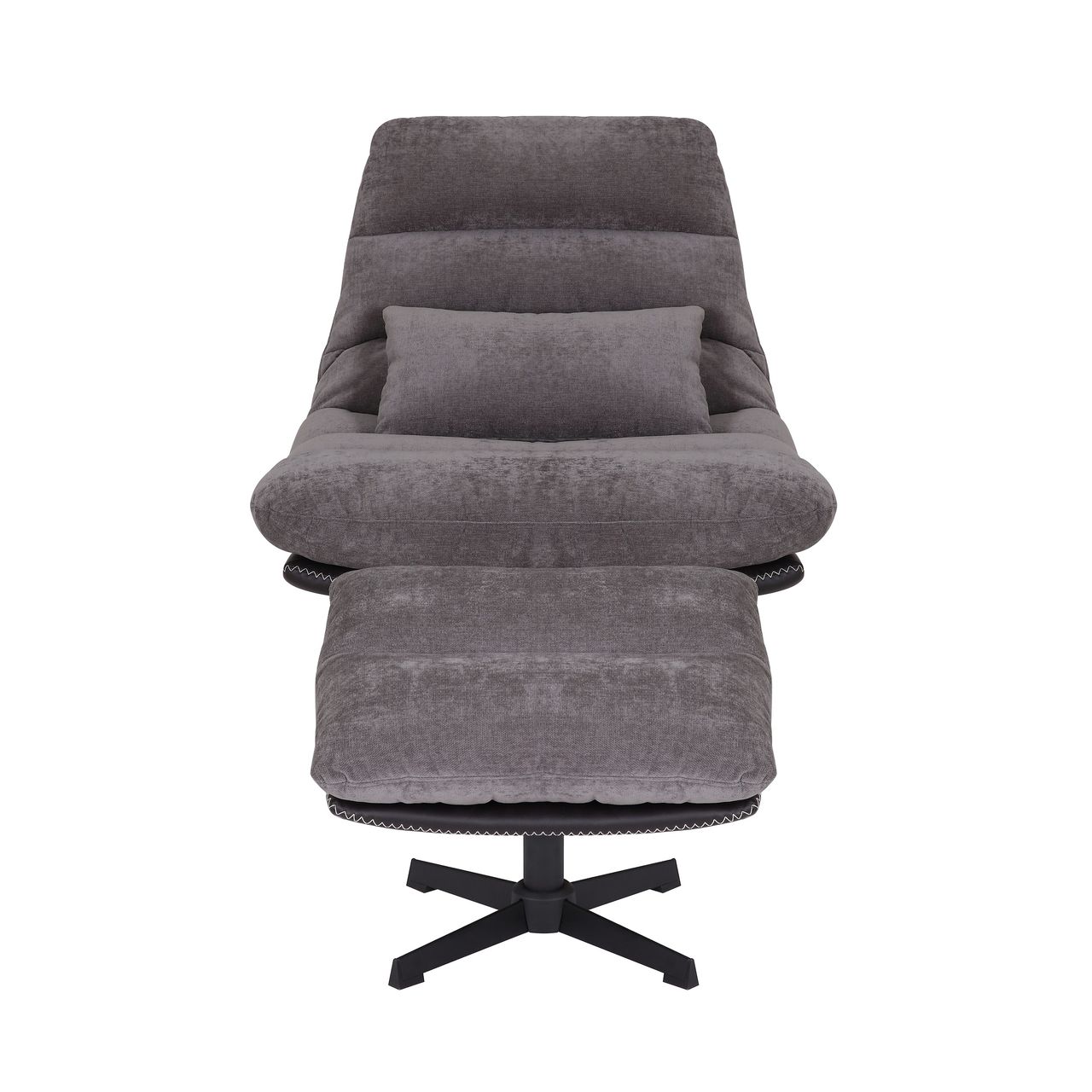 Better Home gepolsterter Drehstuhl, Relaxsessel mit Hocker hellgrau & schwarz