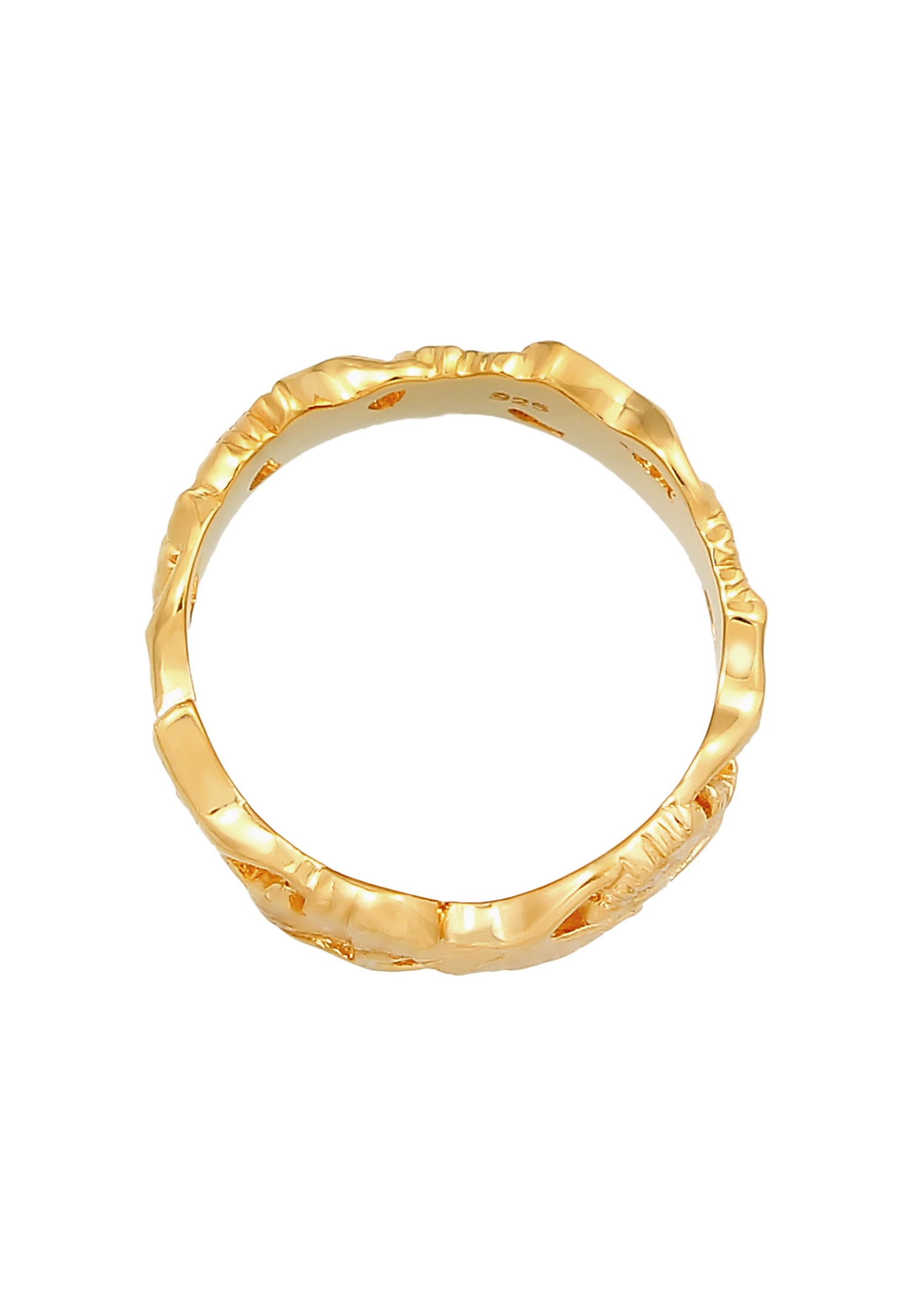 Anello estivo tropicale da donna Elli con foglia di ginkgo, in argento sterling 925 placcato oro.