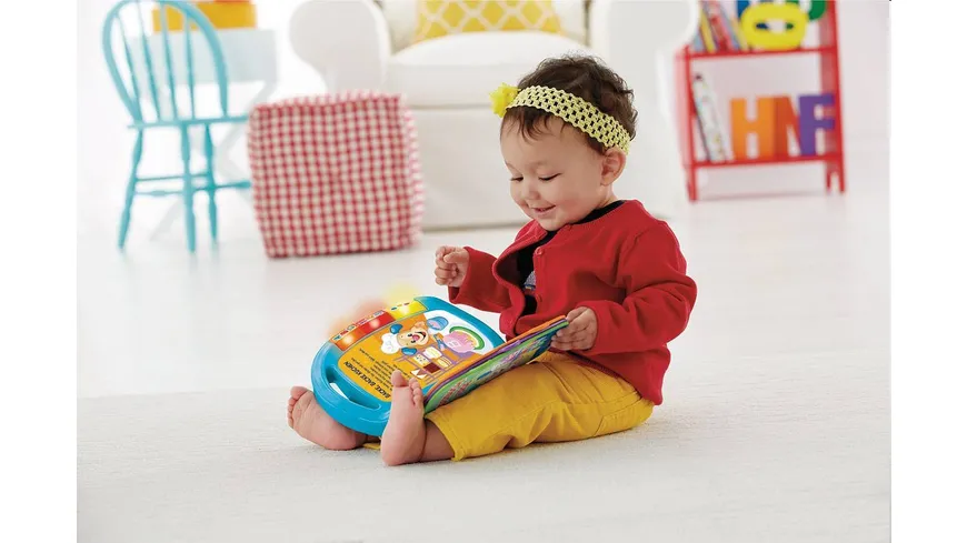 Fisher-Price Lernspaß Liederbuch (blau), Baby-Spielzeug mit Musik, Lernspielzeug