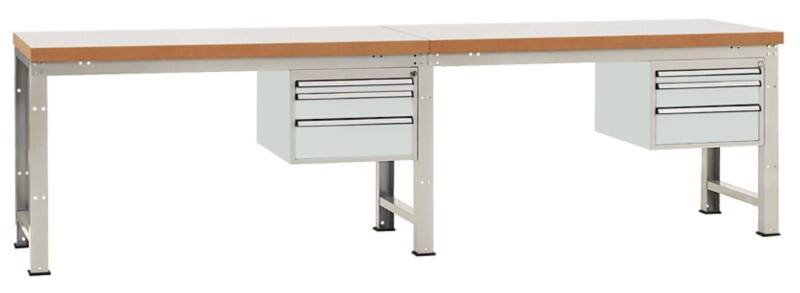 Manuflex Werkbank Basic Complete Standard Profi Buchenholz, Stahl  Lichtgrau 2.000 x 700 x 840 mm
