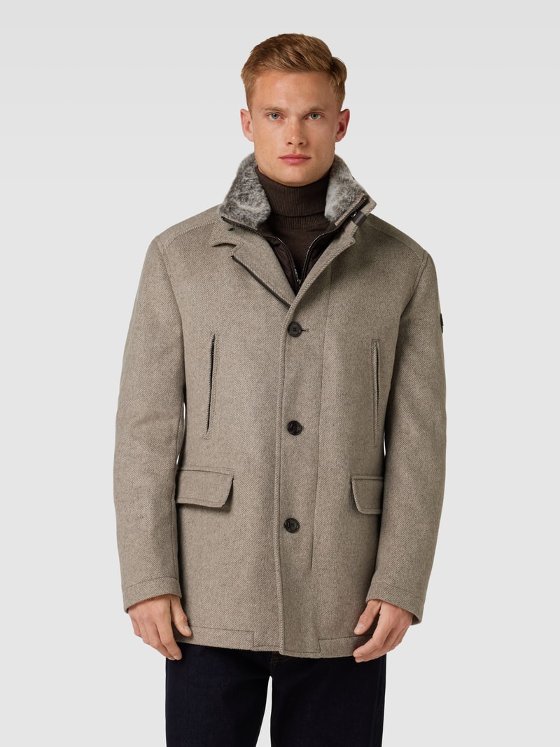 Kurzmantel mit abnehmbarem Kunstfell Modell 'Gary' in camel