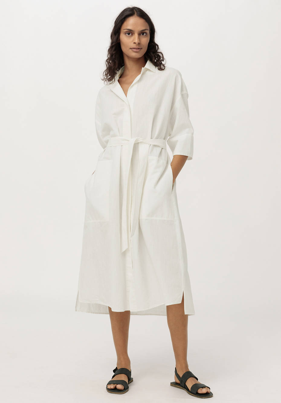 Hemdblusen-Kleid aus Bio-Baumwolle mit Leinen