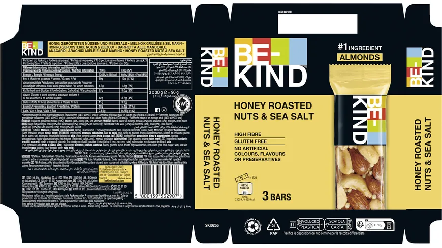 BE-KIND® Honey Roasted Nuts & SeaSalt 3er Pack 90 g