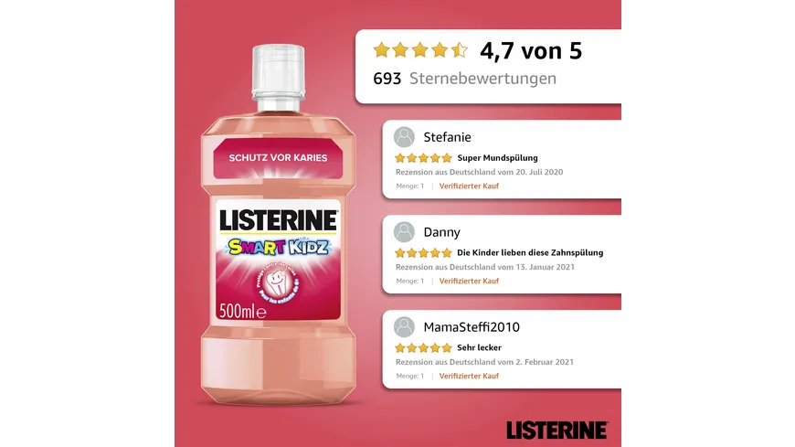 Listerine Mundspülung Kinder Smart Kidz Erdbeere 500 ml