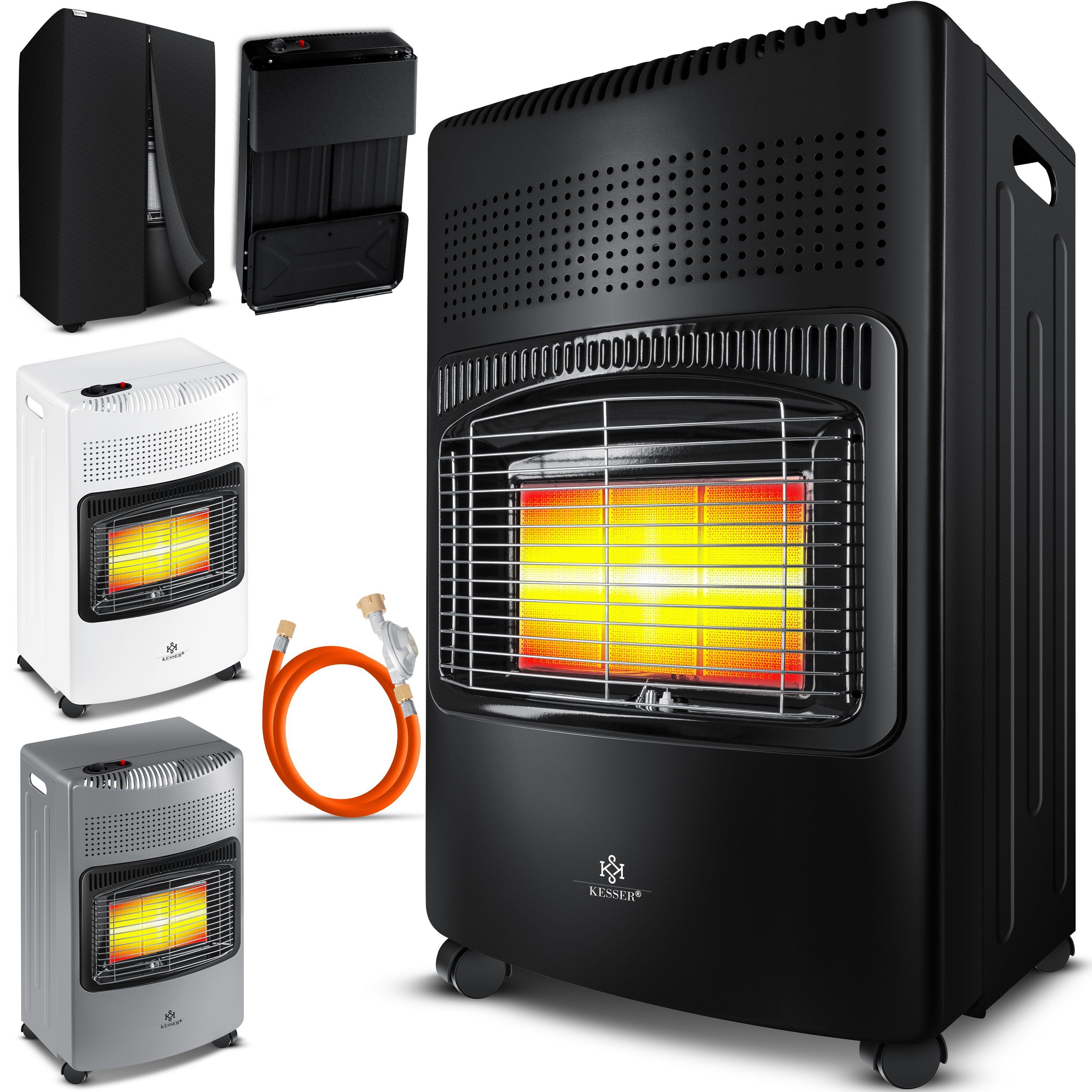 KESSER Wärmewelle, 4200 W, 4200W Keramik Gasheizer Heizstrahler inkl. Gasdruckregler Gasschlauch