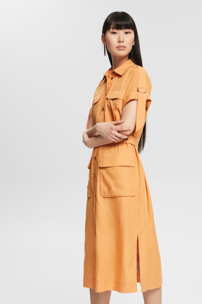 Mit Leinen: Hemdblusenkleid mit Gürtel