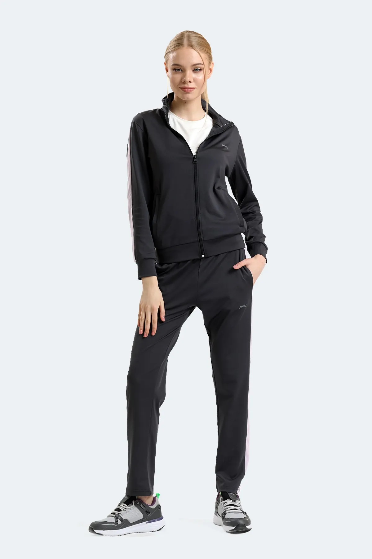 Slazenger  Rıfle Damen-Trainingsanzug-Set Dunkelgrau