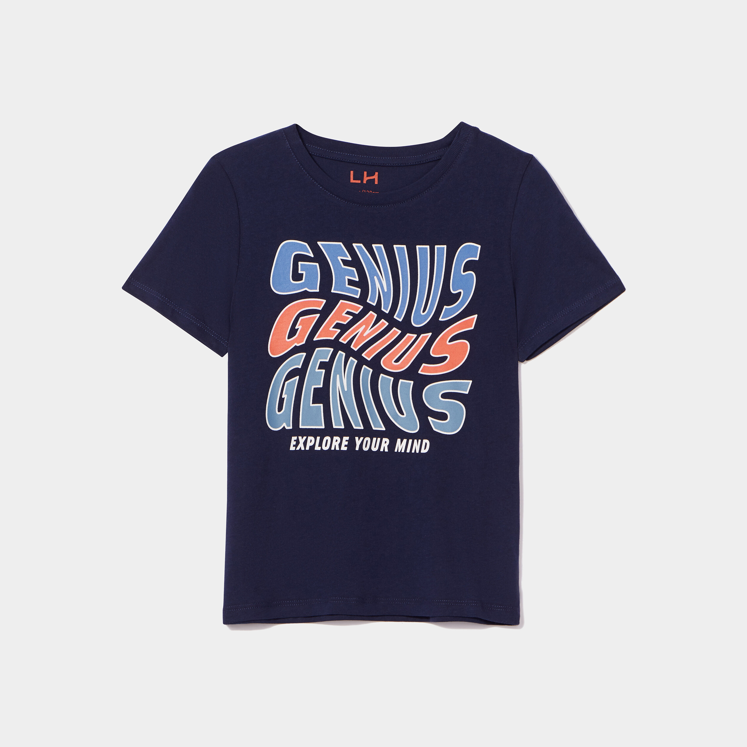 T-shirt col rond manches courtes bleu marine garçon | La Halle