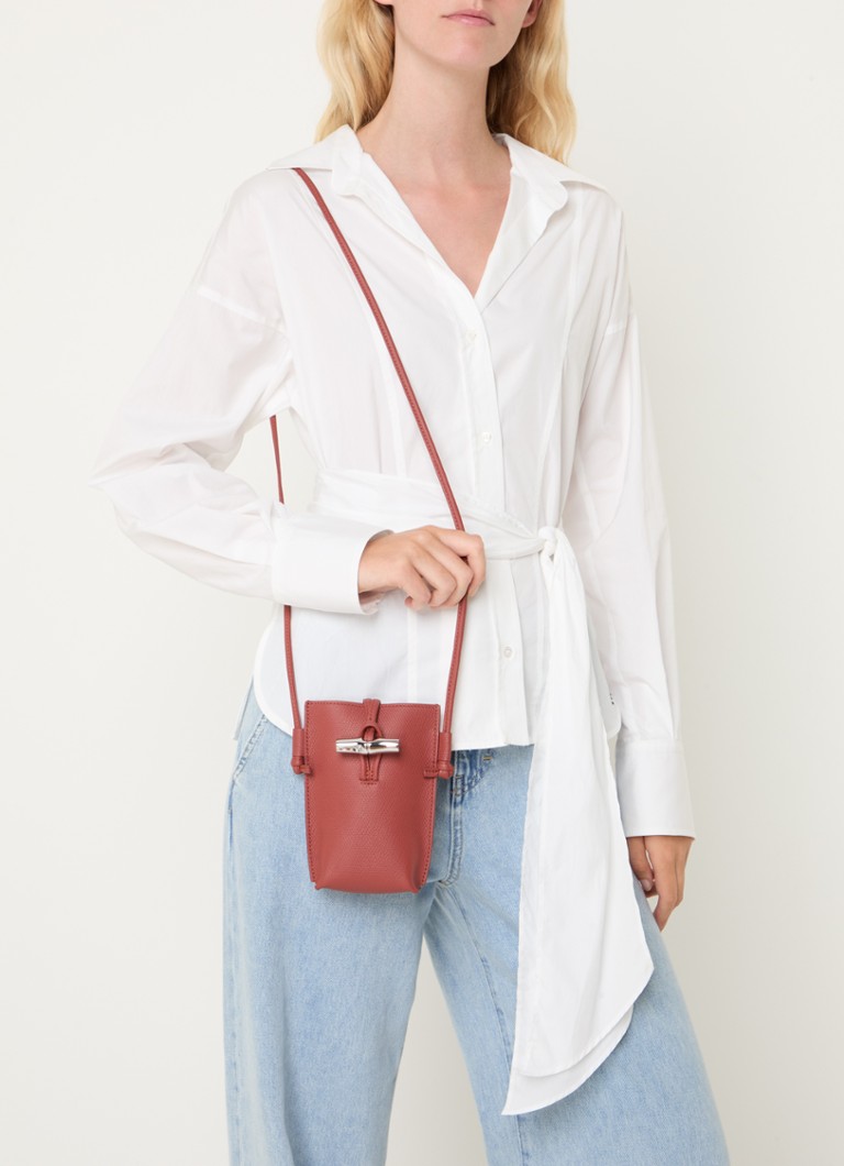 Longchamp Roseau nahkainen crossbody-puhelinkotelo