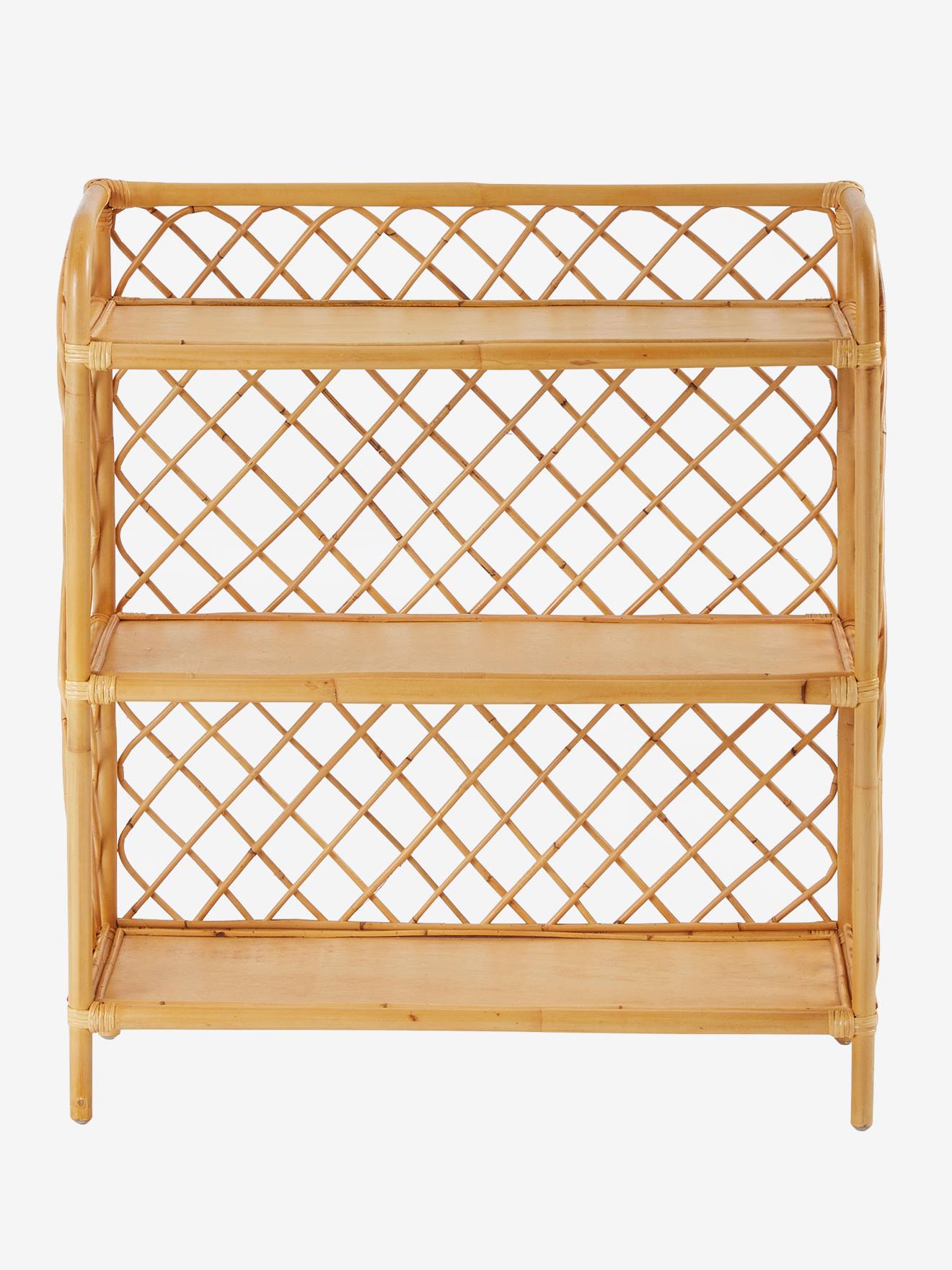 Vertbaudet Kinderzimmer Regal mit 3 Böden, Rattan BOHO - natur/rautenfrom