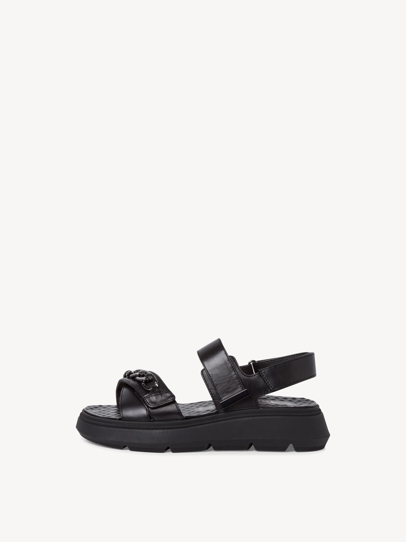 Sandale à talon en cuir - noir