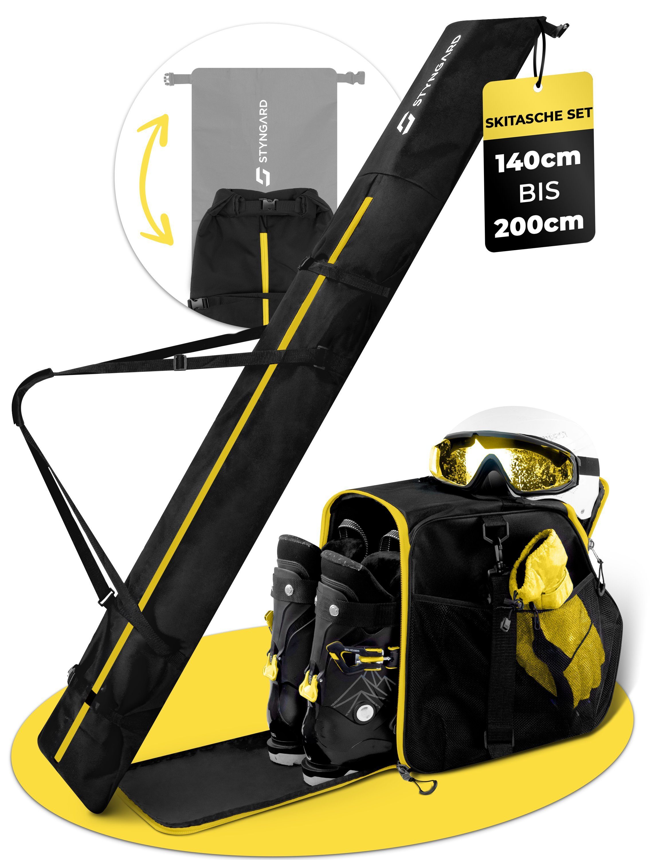 Styngard Skitasche Vancouver (Set Skisack [140 cm bis 200 cm] und Skischuhtasche mit Helmfach [40 L)