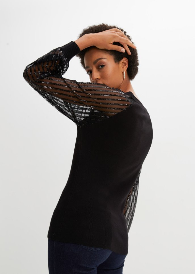 Feinstrick-Pullover, Pailletten
