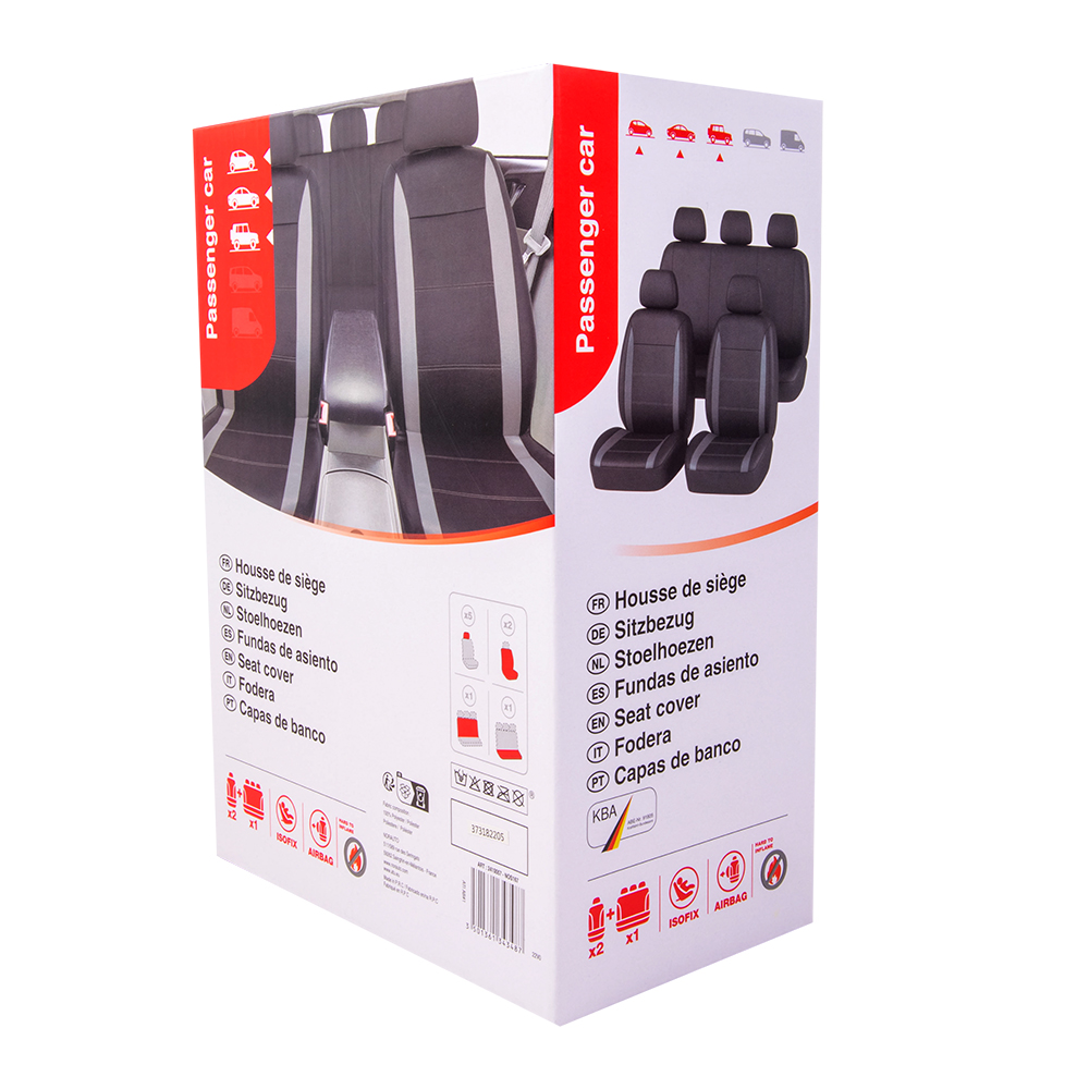 Universal-Sitzbezug-Set schwarz-grau, 9-teilig - ATU