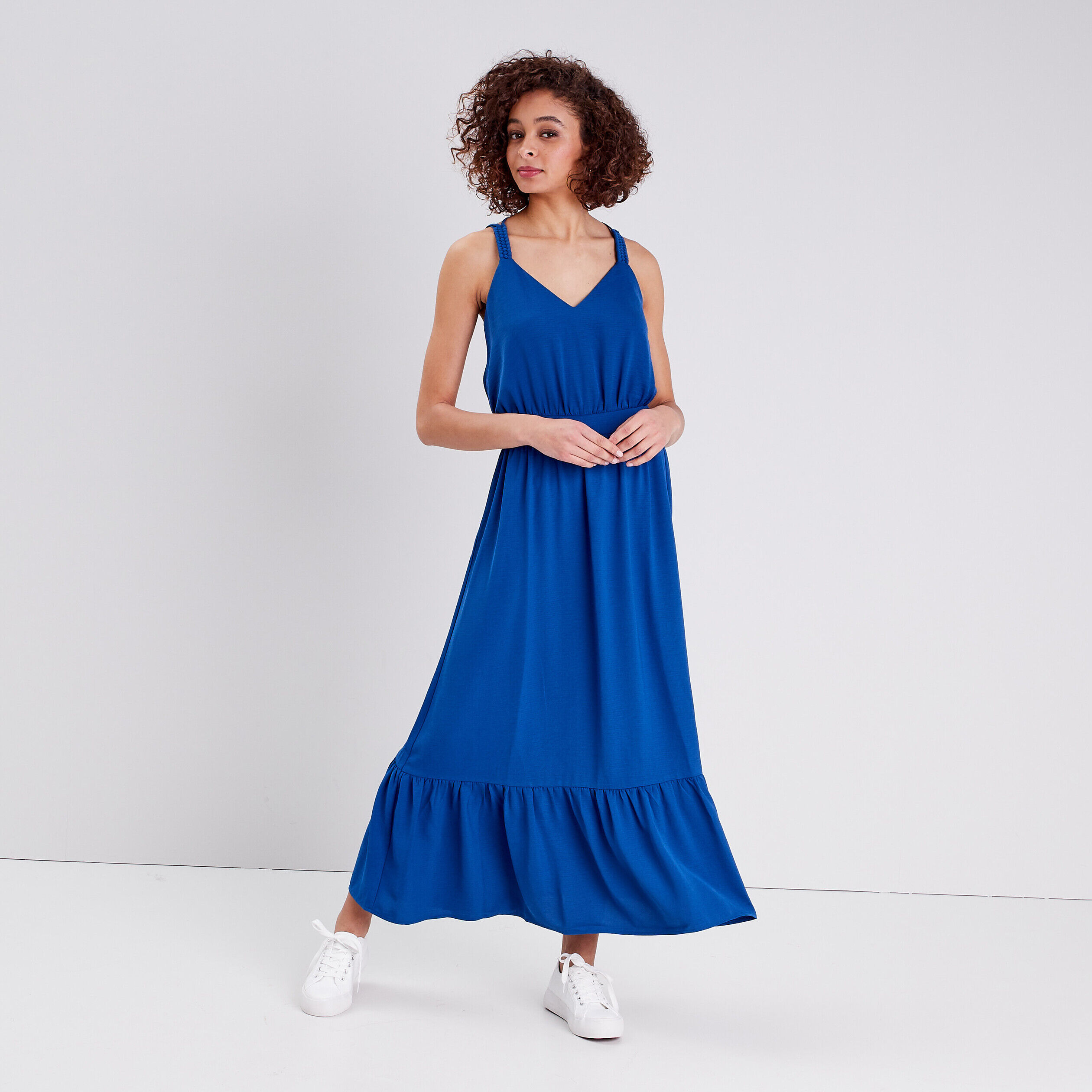 Robe longue évasée bleu femme | Cache Cache