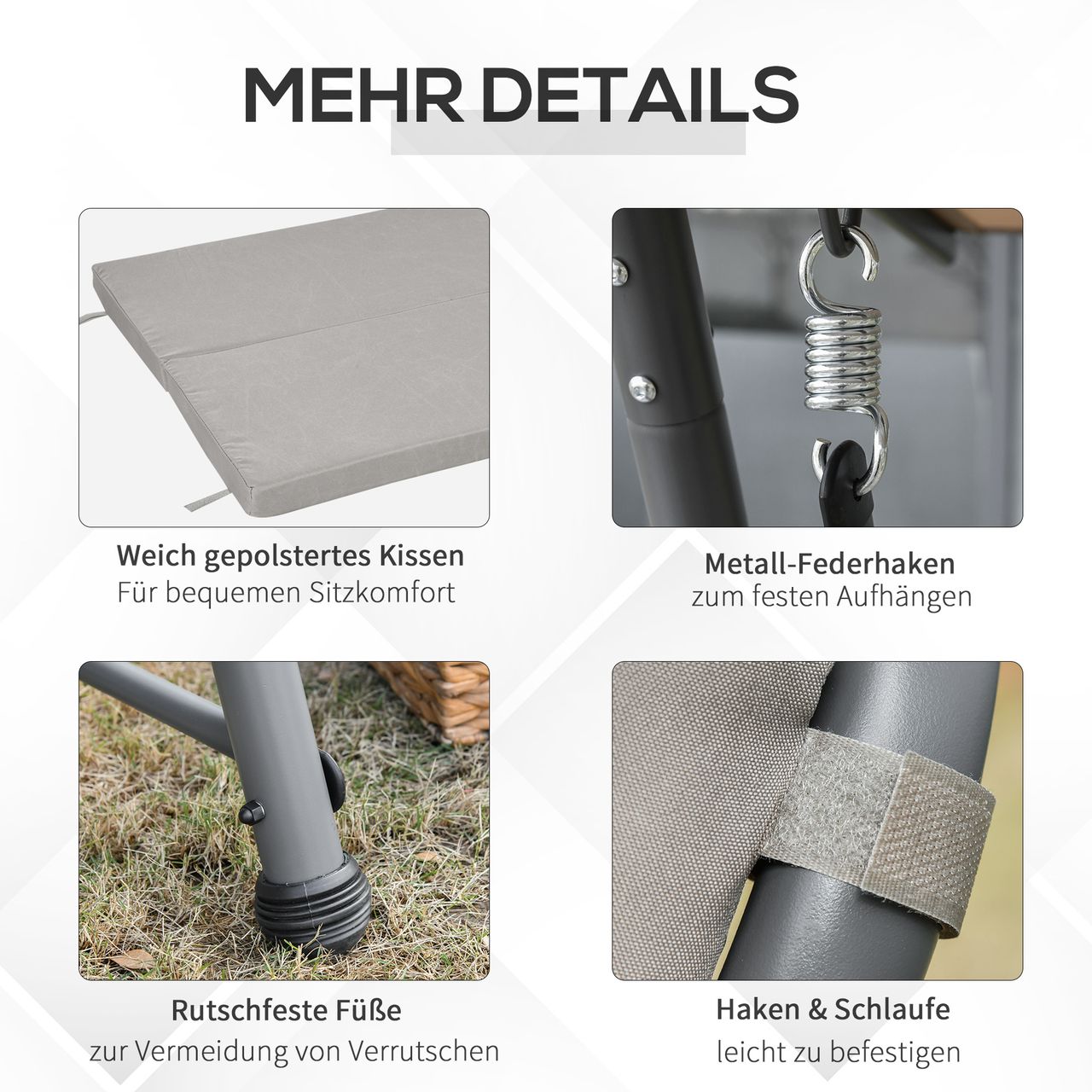 Outsunny 3-Sitzer Hollywoodschaukel 2-in-1 Gartenliege mit Sonnendach Stahl
