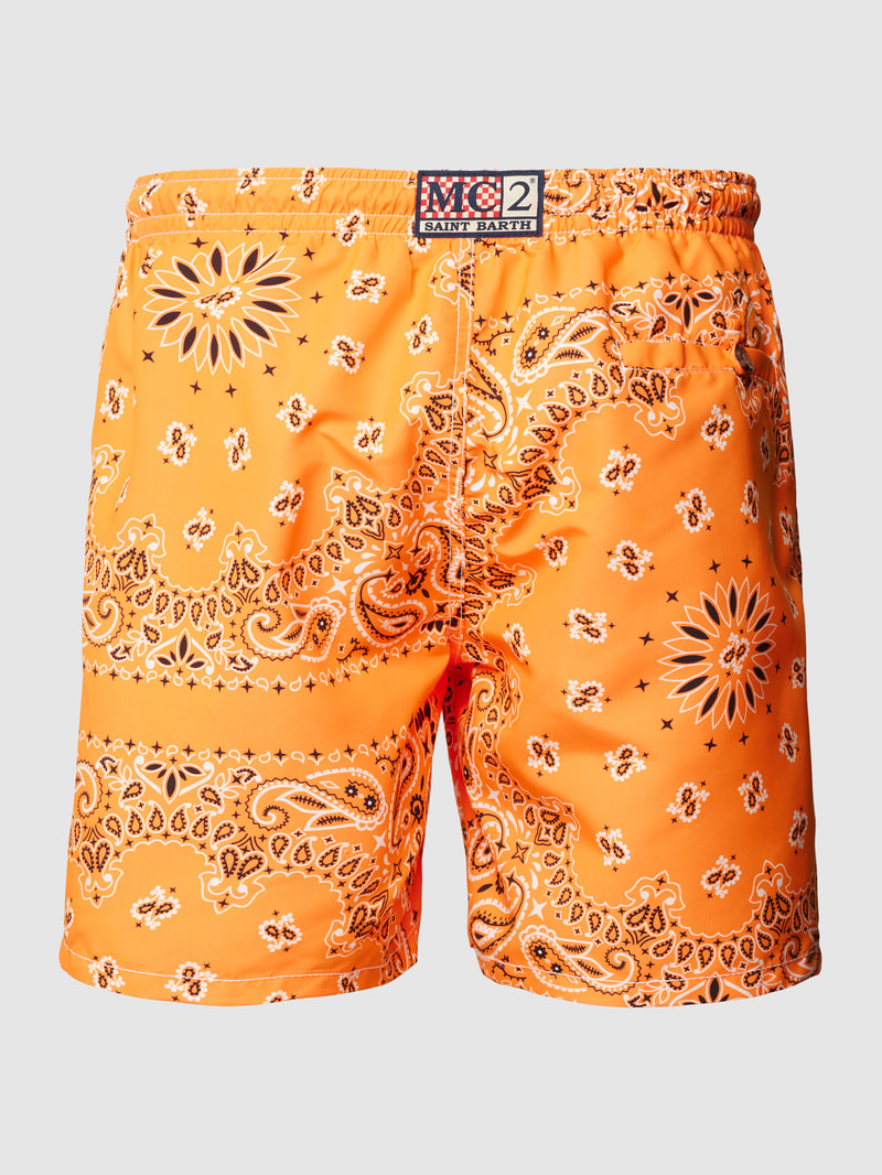 Badehose mit Allover-Print Modell 'CAPRESE' in orange