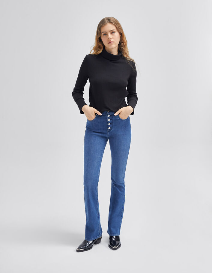 Jean flare bleu taille haute effet sculpt up Femme