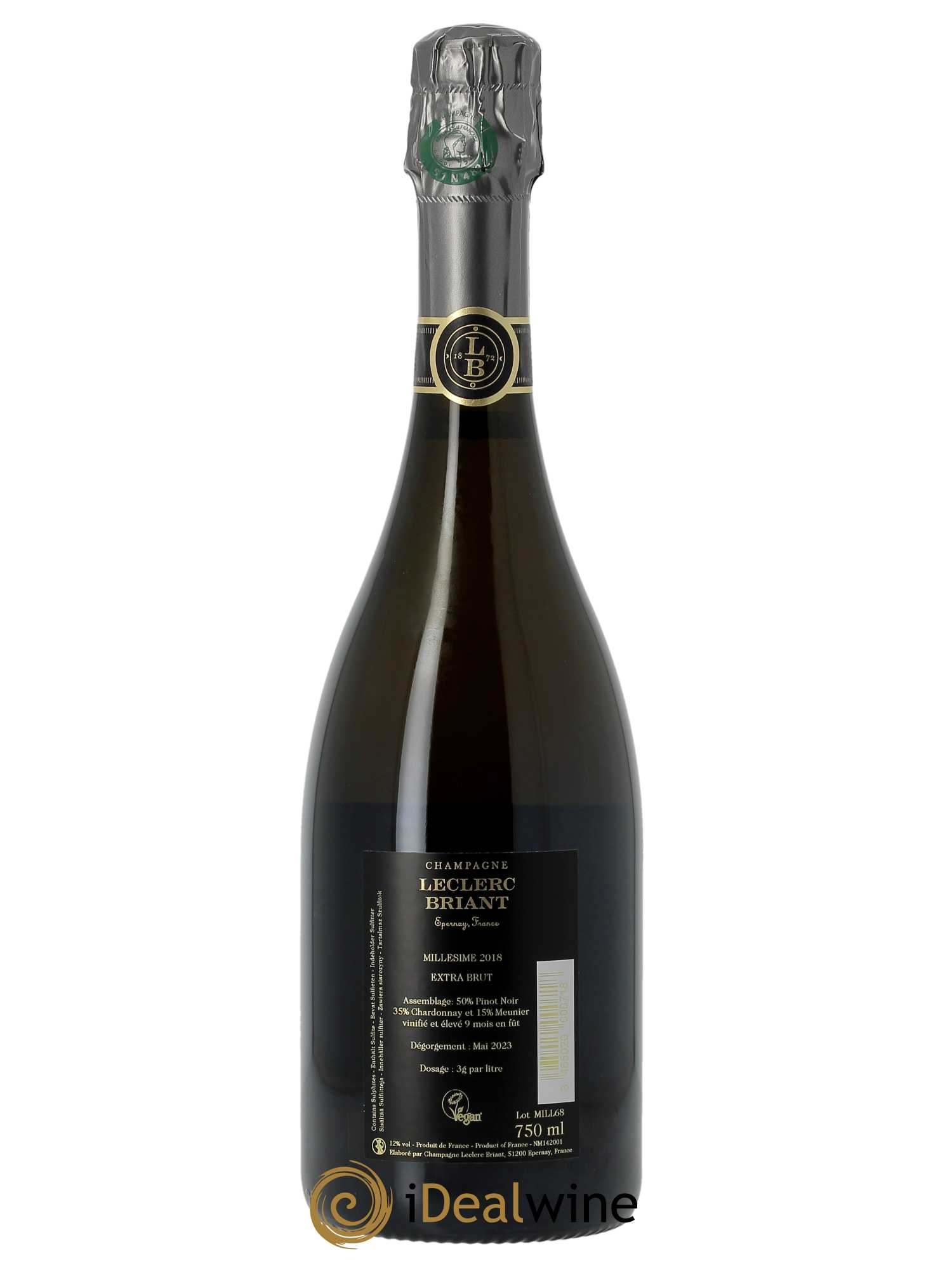 Millésimé Extra Brut Leclerc Briant  2018 - Lot de 1 Bouteille