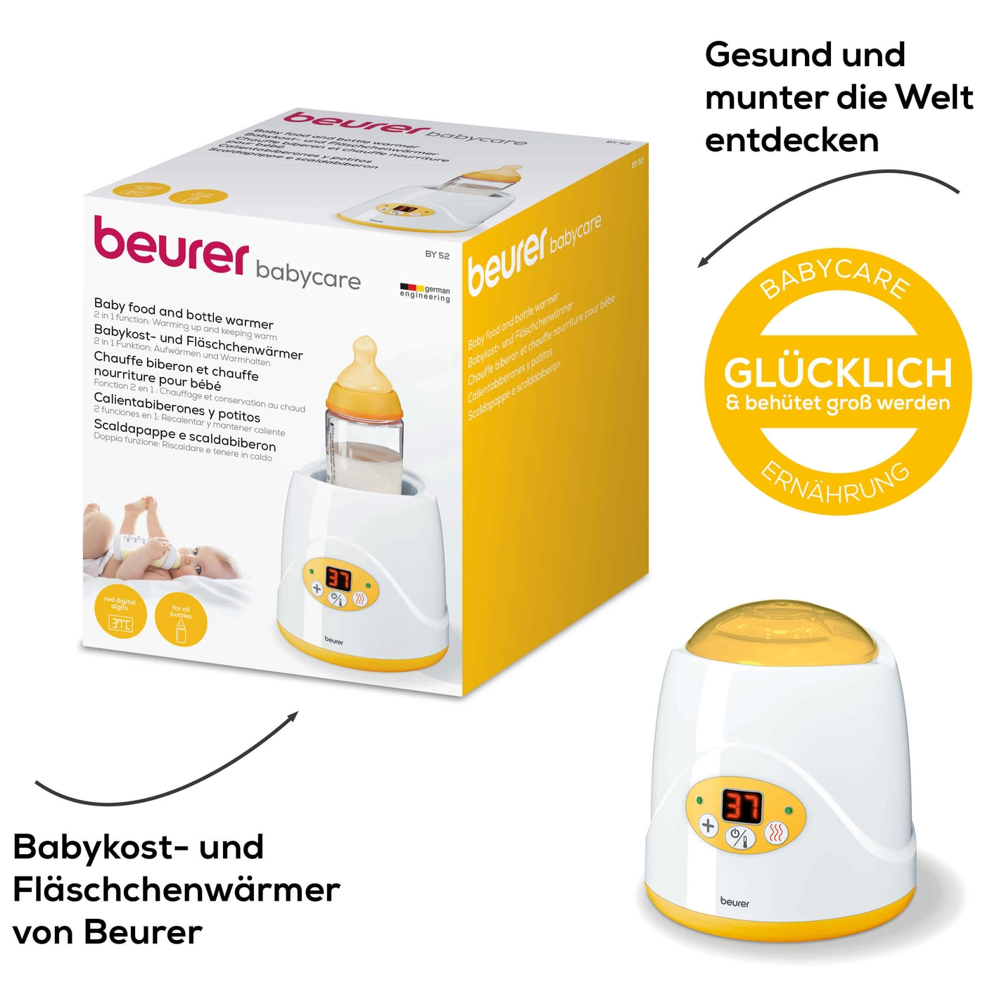 Beurer Babykost- und Fläschchenwärmer - BY 52-Babynahrung- und Fläschchenwärmer - 2-in-1 Erwärmen & Warmhalten