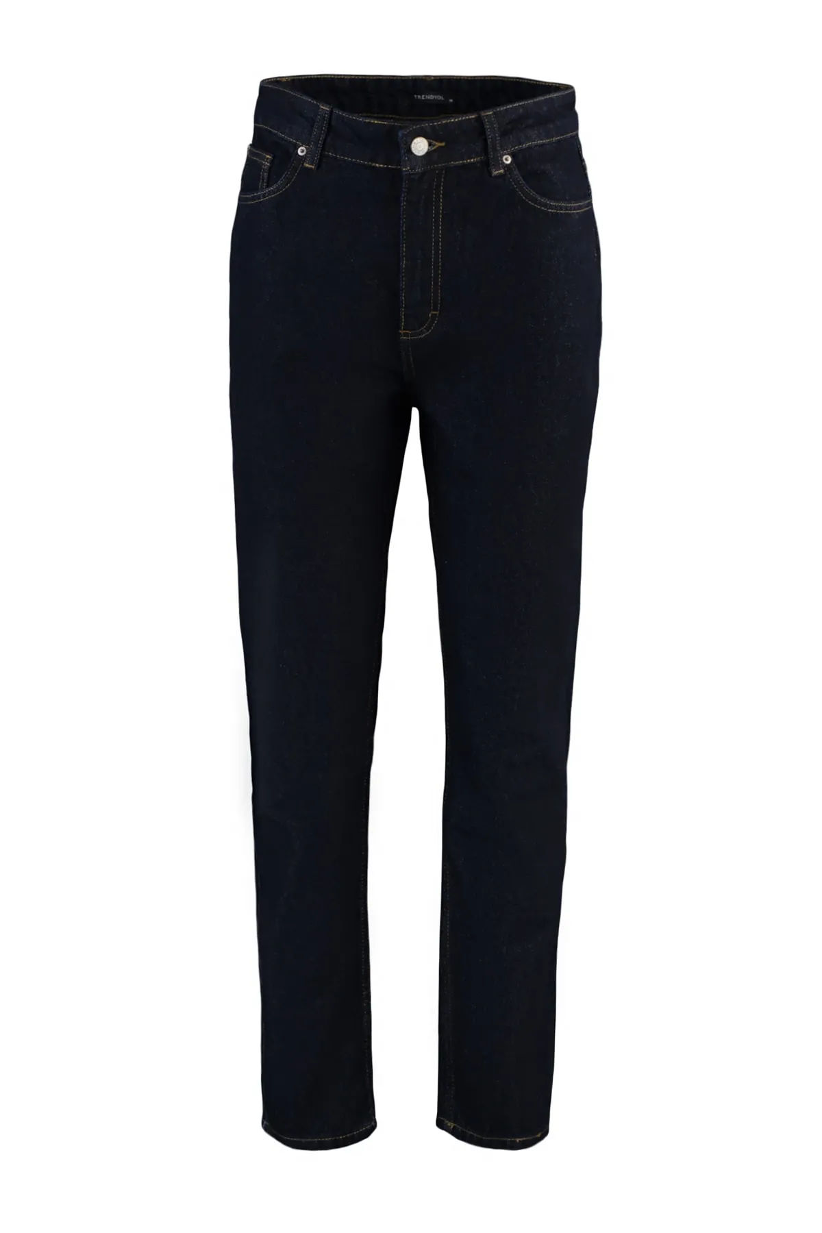Trendyol Collection  Dunkelblaue, nachhaltigere Mom-Jeans mit hoher Taille TWOAW23JE00369