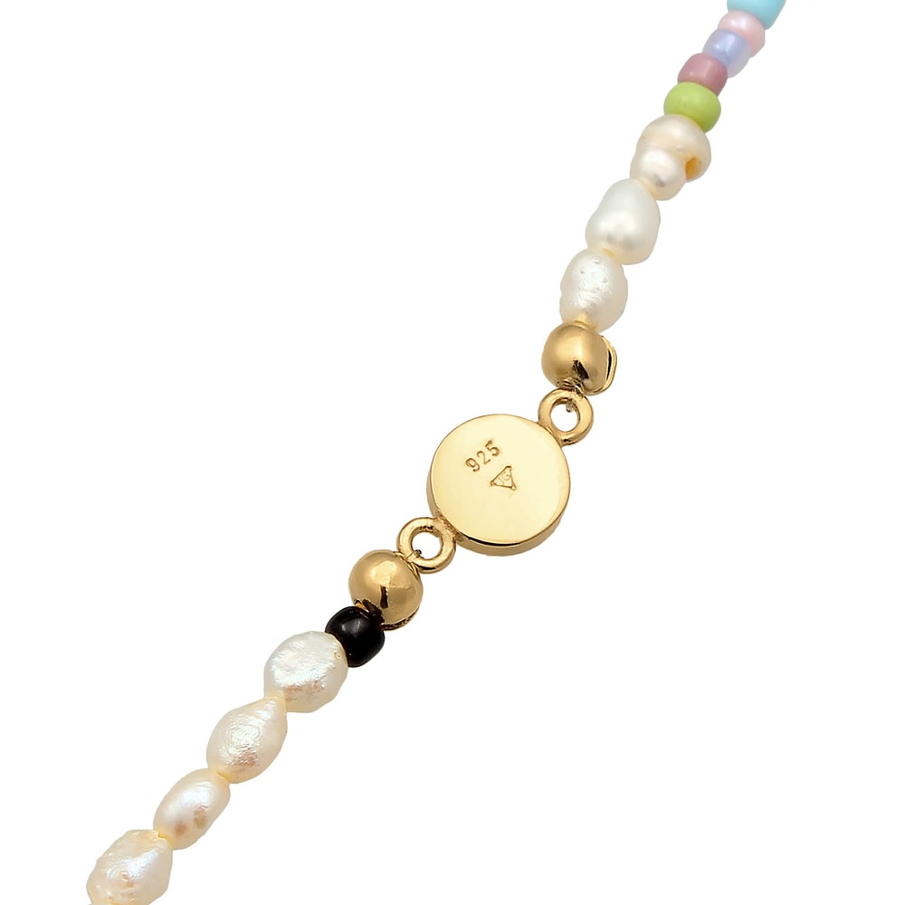 Elli Elli Collier Femme coeur smile emoji tendance avec perles d'eau douce en argent s collier