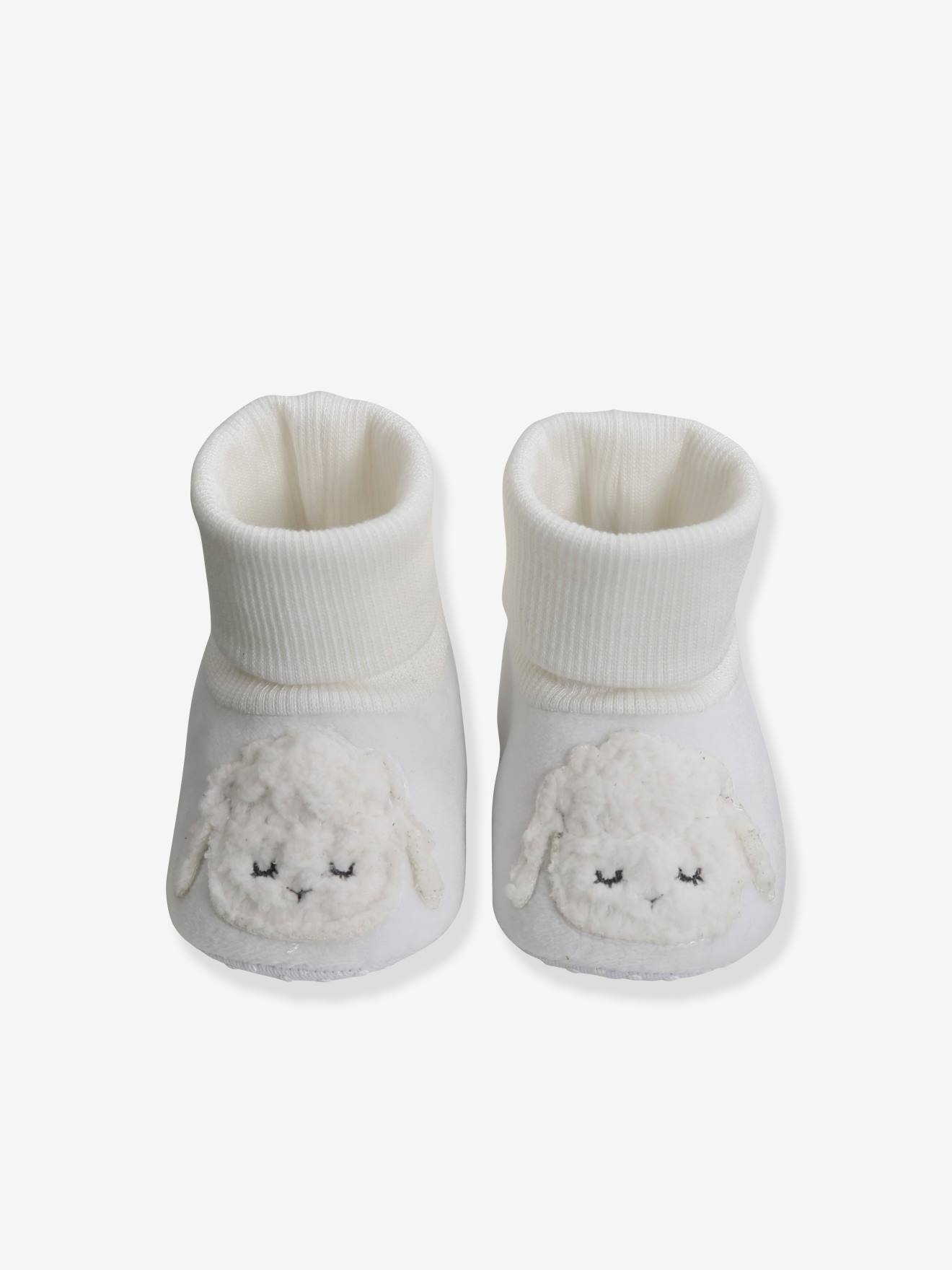 Chaussons de parc chaussettes bébé écru