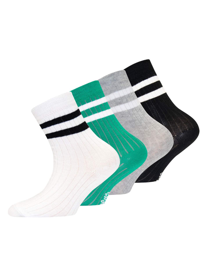 ewers 4er-Set Socken 4er Pack Rippe in weiss-grün-grau-schwarz günstig kaufen