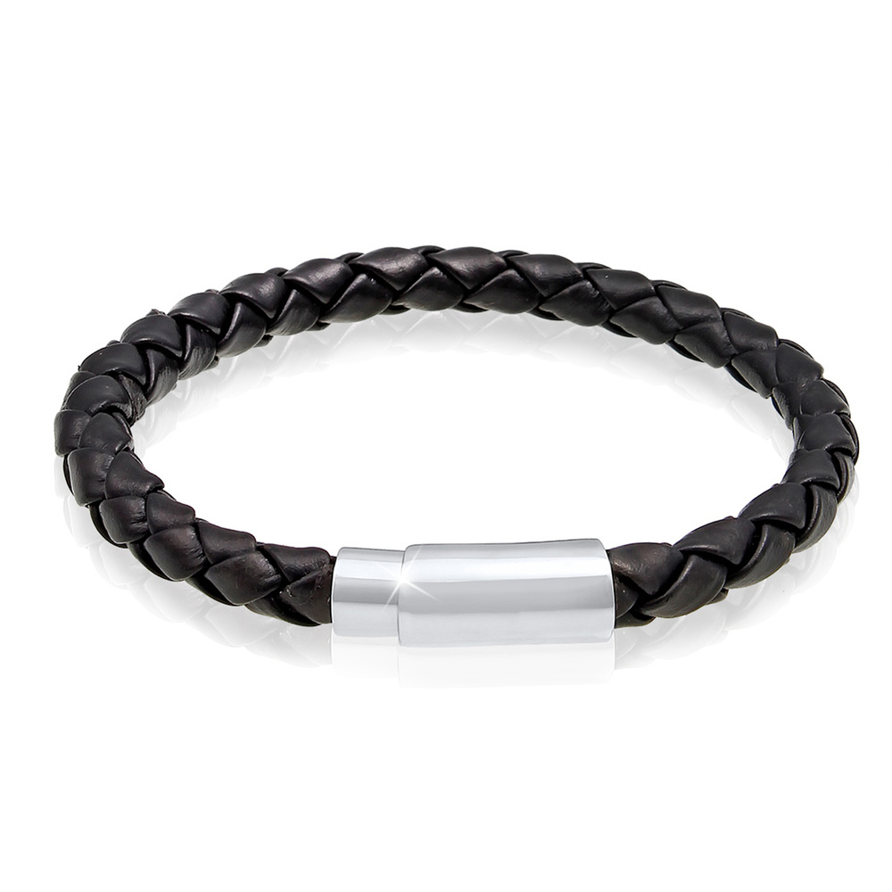 KUZZOI KUZZOI Bracelet Echtleder Magnet Basic Cool 925 Sterling Silber Bracelet